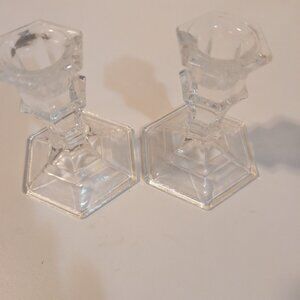 Vintage Glass Candle Holders, Qty 2